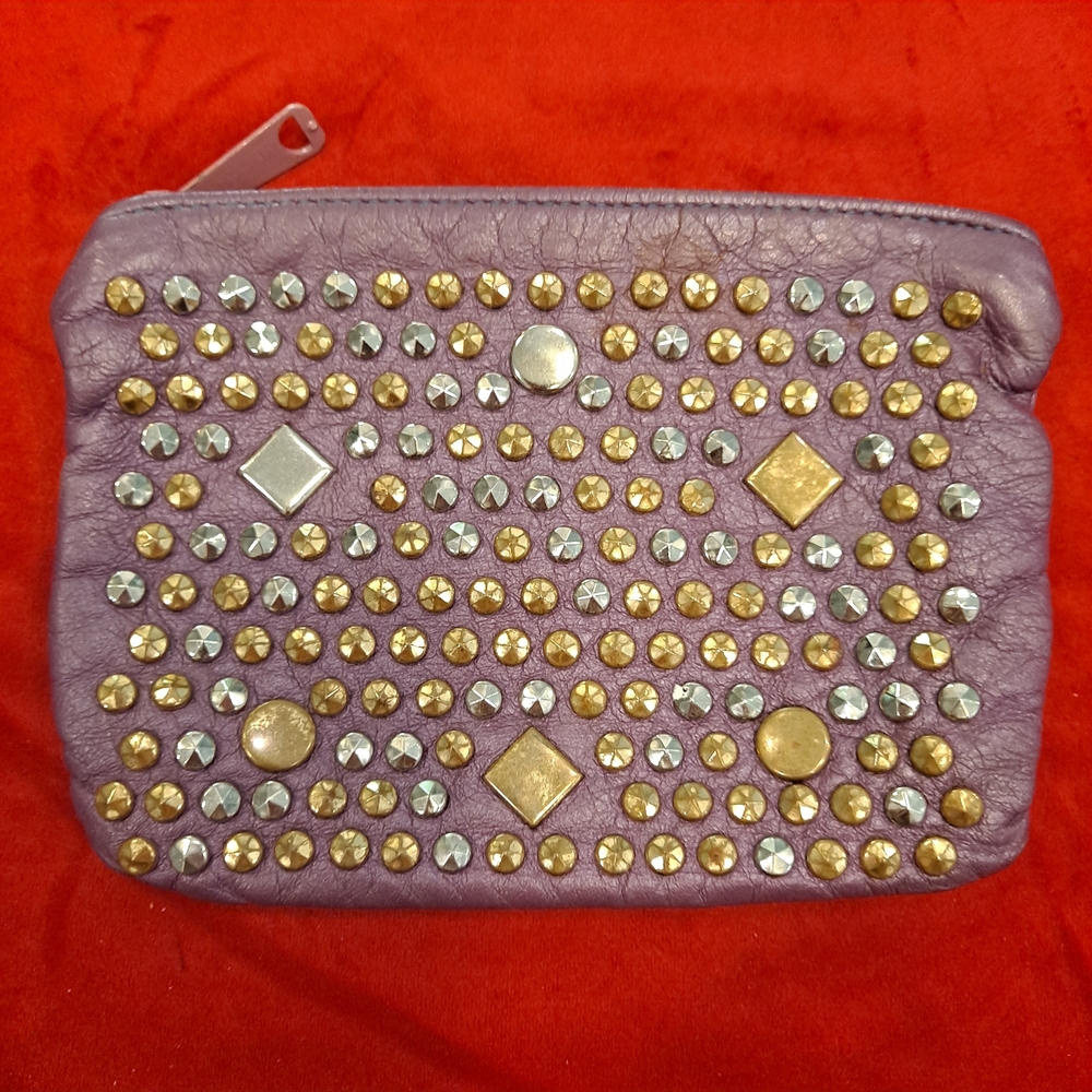 Dove Chic Retro 80s Studded Lavender Clutch Pouch